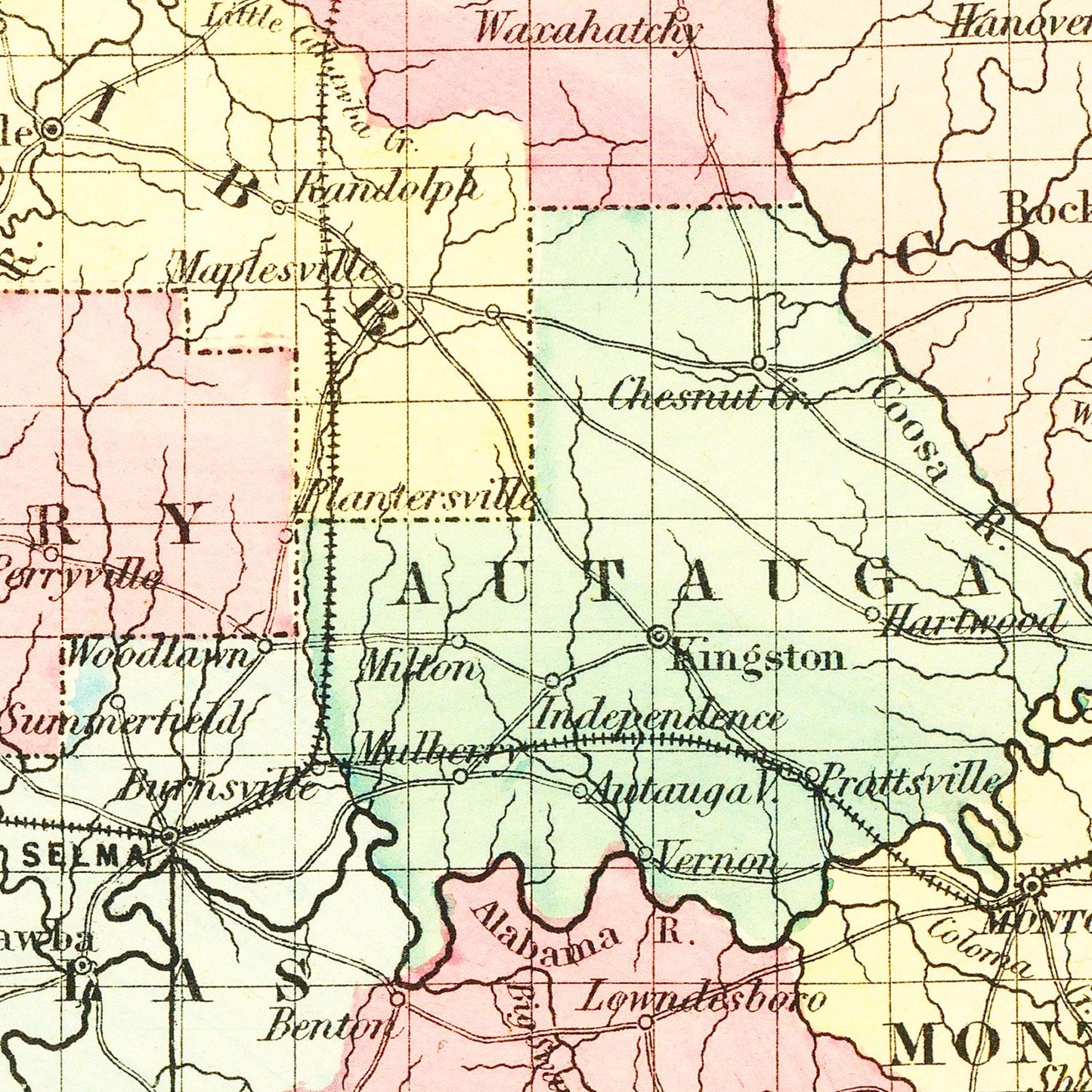Vintage Map of Alabama, 1855