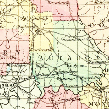 Vintage Map of Alabama, 1855