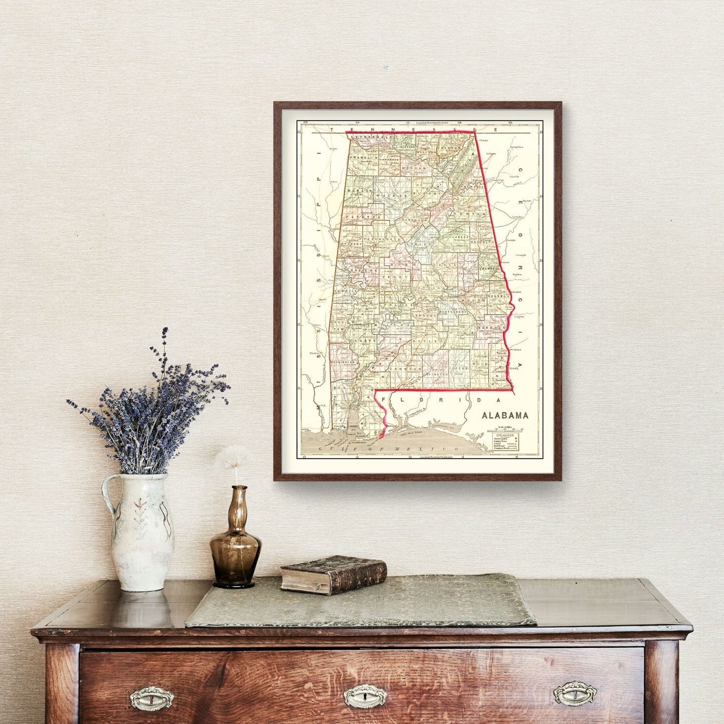 Vintage Map of Alabama, 1856