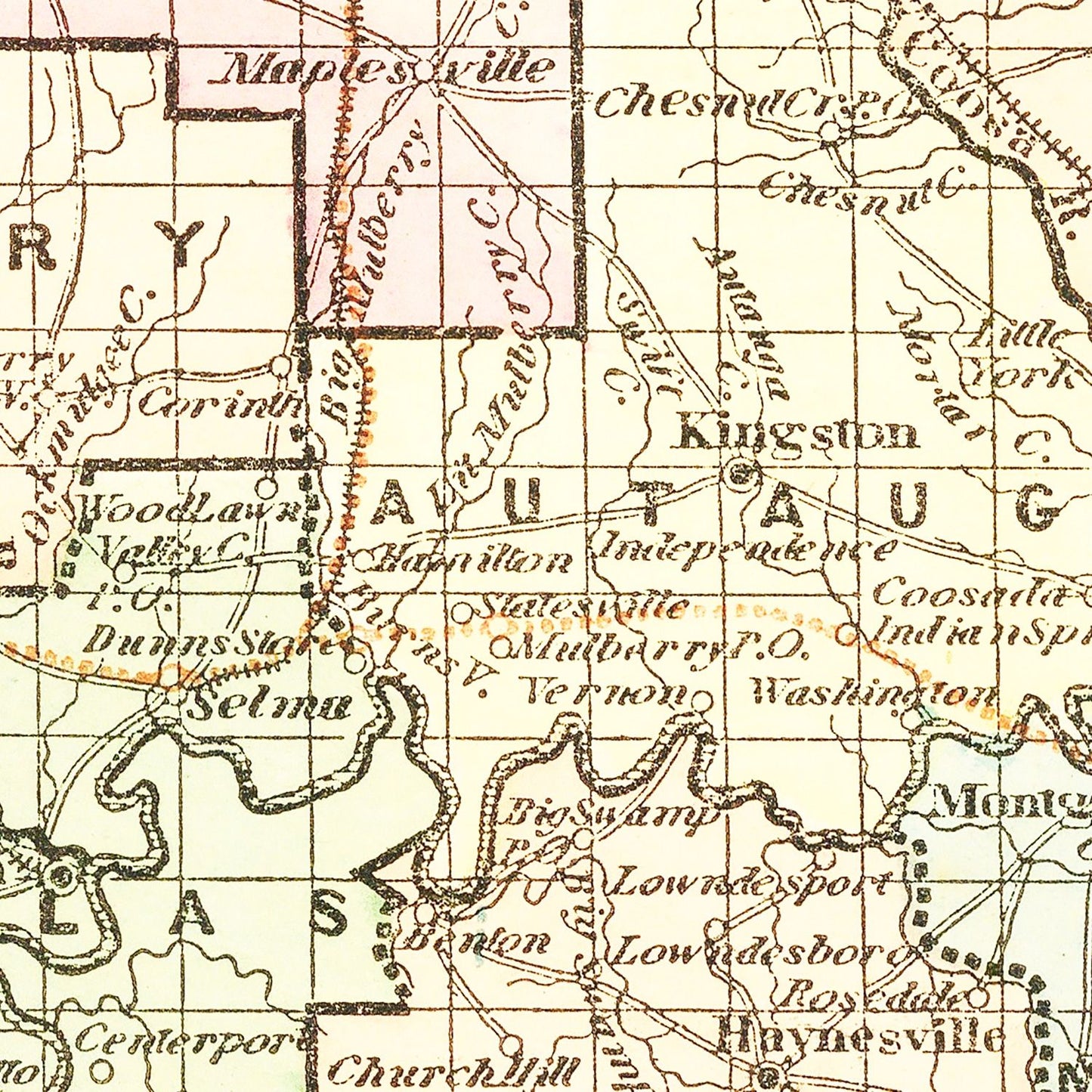 Vintage Map of Alabama, 1856