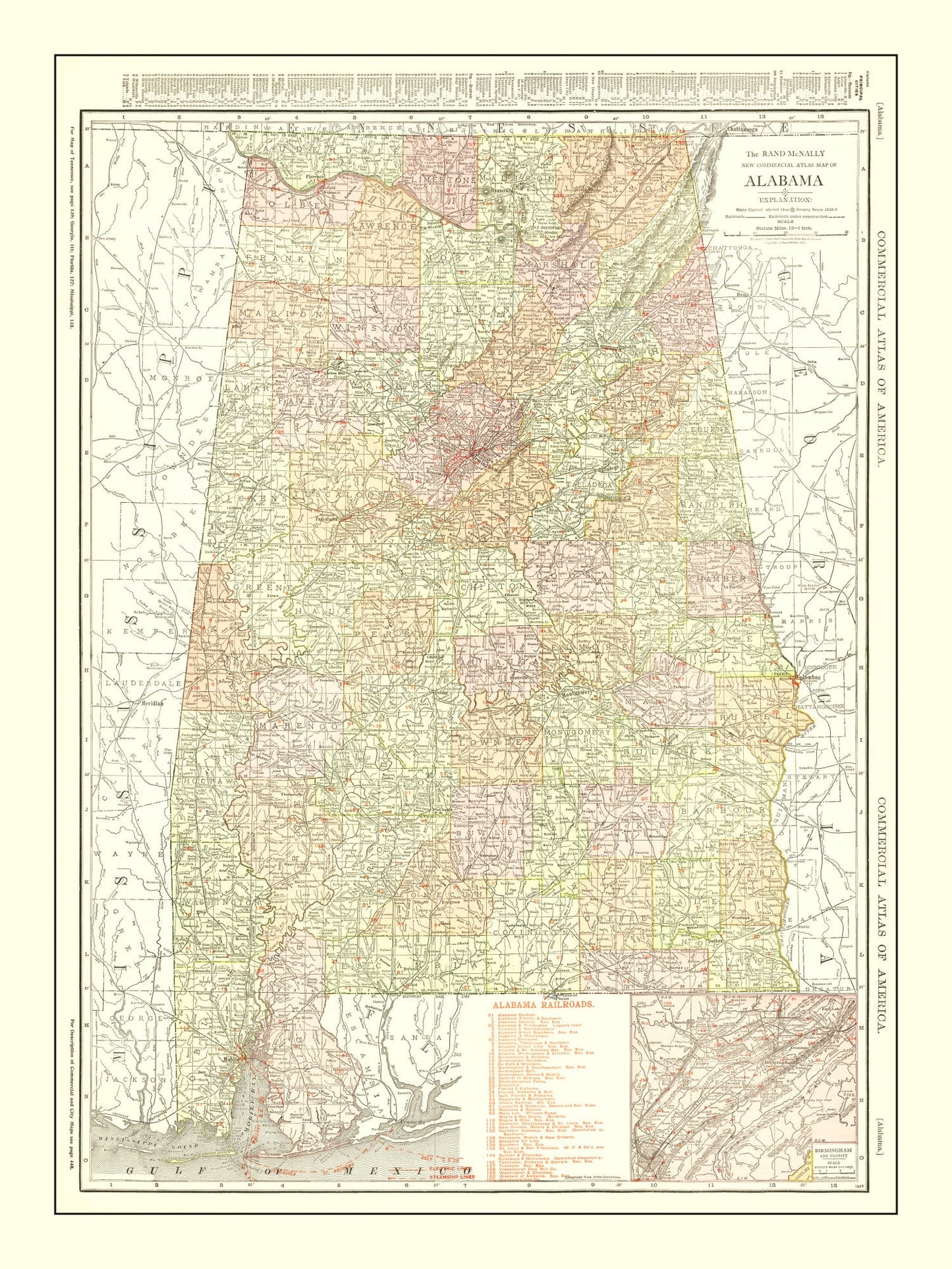 Vintage Map of Alabama, 1917