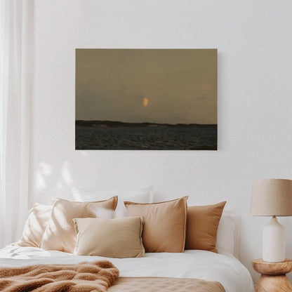 Moonrise Over Quiet Waters Minimalist Seascape Wall Art