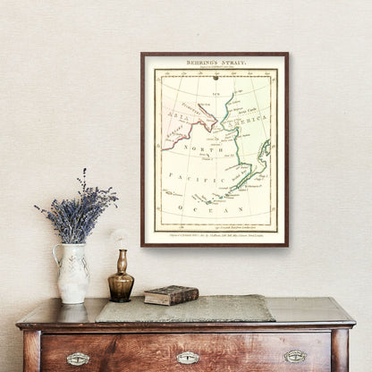 Vintage Map of Bering Strait, 1802