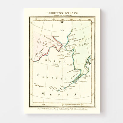 Vintage Map of Bering Strait, 1802