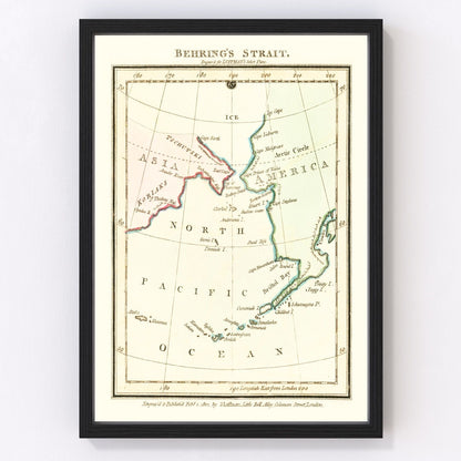 Vintage map of the Bering Strait, 1802