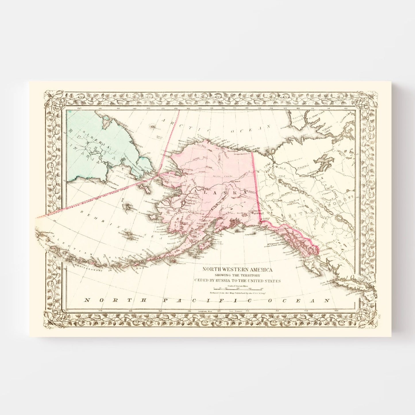 Vintage Map of Alaska, 1886