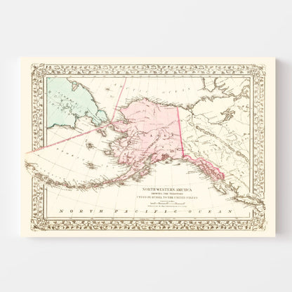 Vintage Map of Alaska, 1886