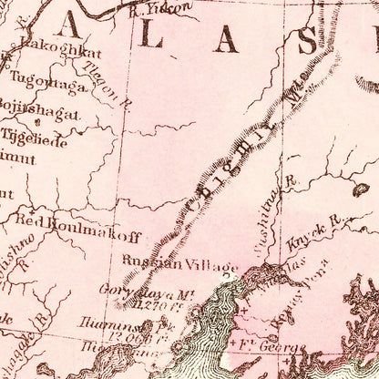 Vintage Map of Alaska, 1886