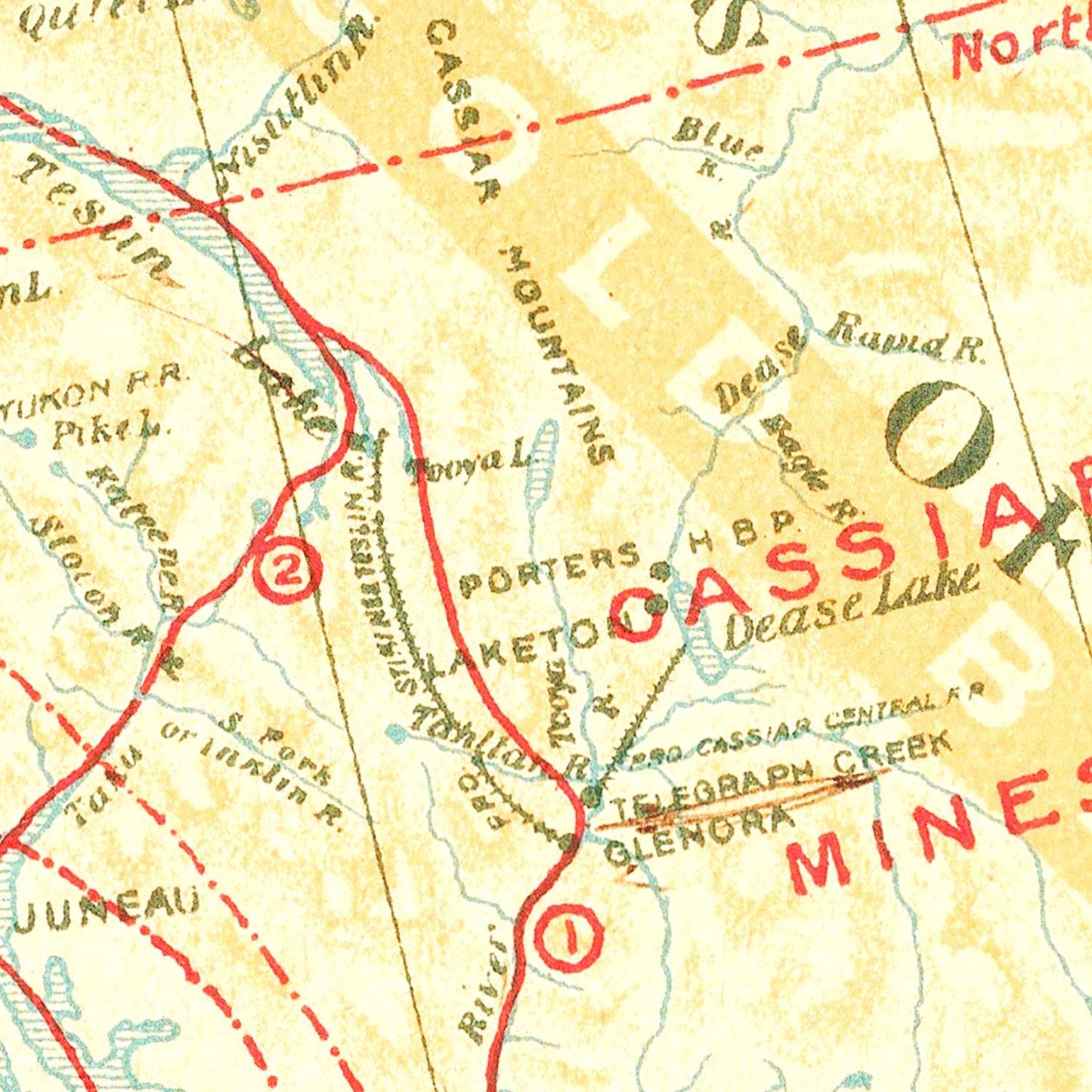 Vintage Map of Klondike, Cassiar and Cariboo Gold Fields, 1898