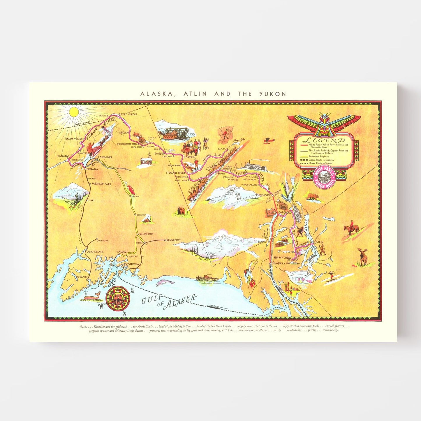 Vintage Map of Alaska, 1930