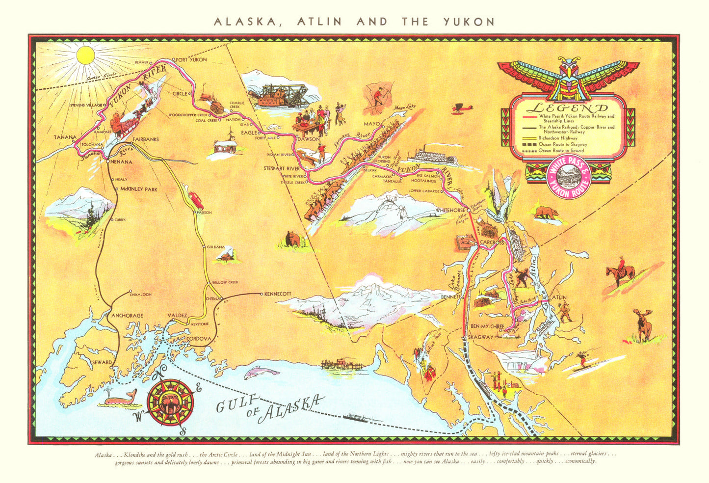 Vintage Map of Alaska, 1930