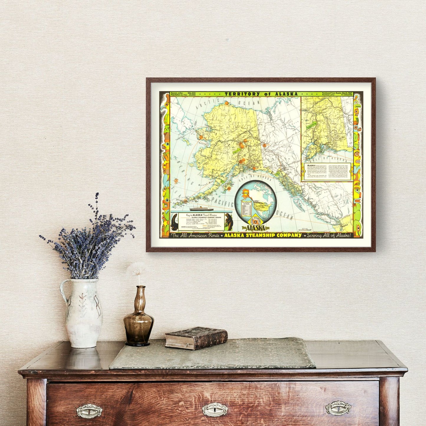 Vintage Map of Alaska, 1936 - Landscape