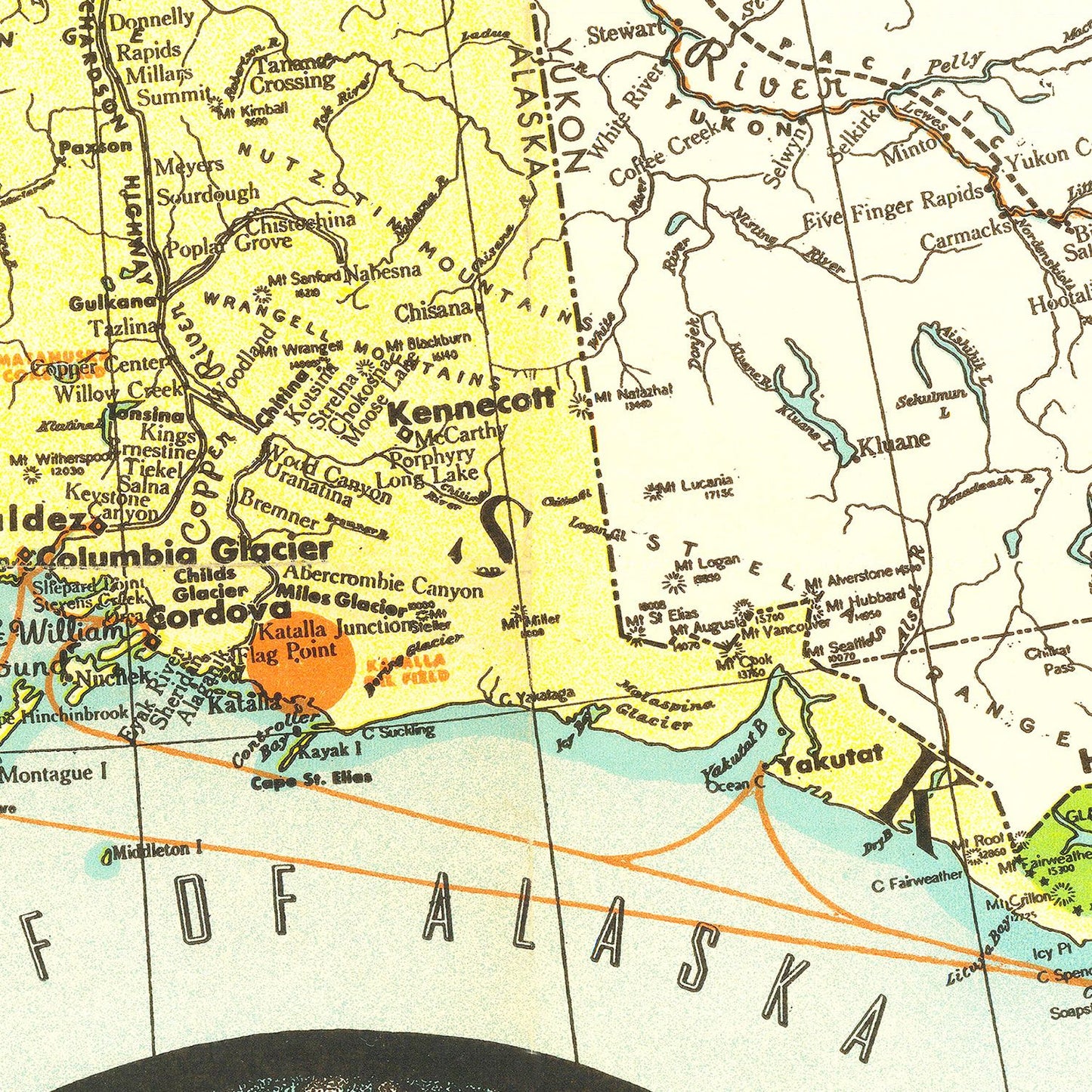 Vintage Map of Alaska, 1936 - Landscape
