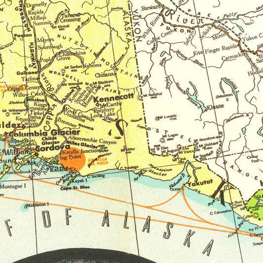 Vintage Map of Alaska, 1936 - Landscape