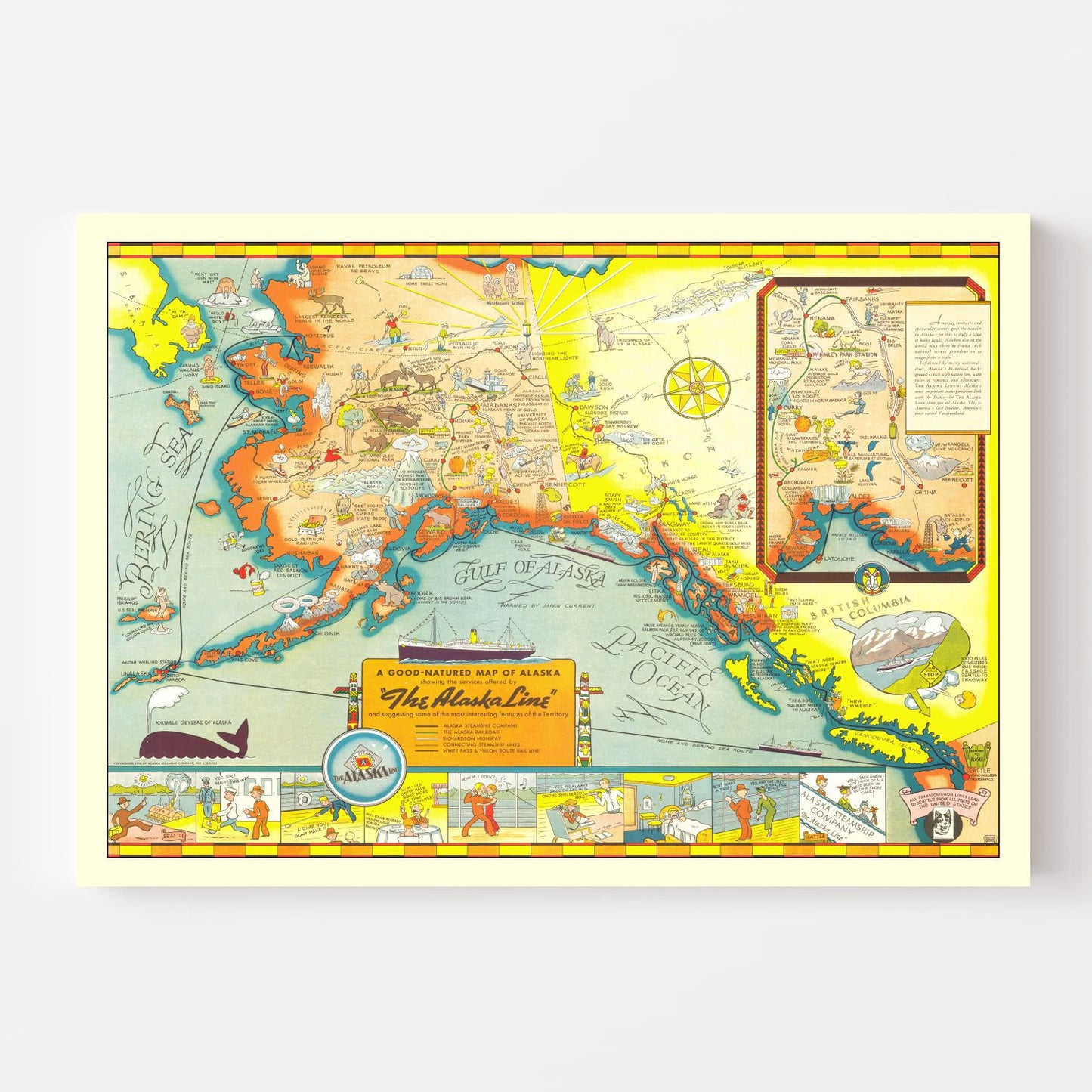 Vintage Map of Alaska, 1939