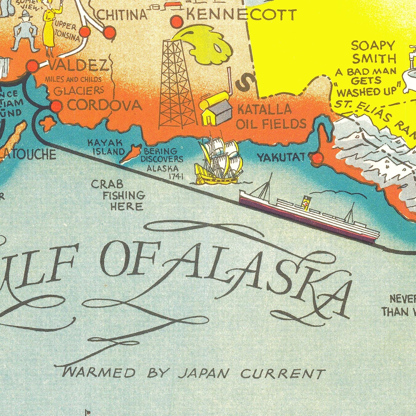Vintage Map of Alaska, 1939