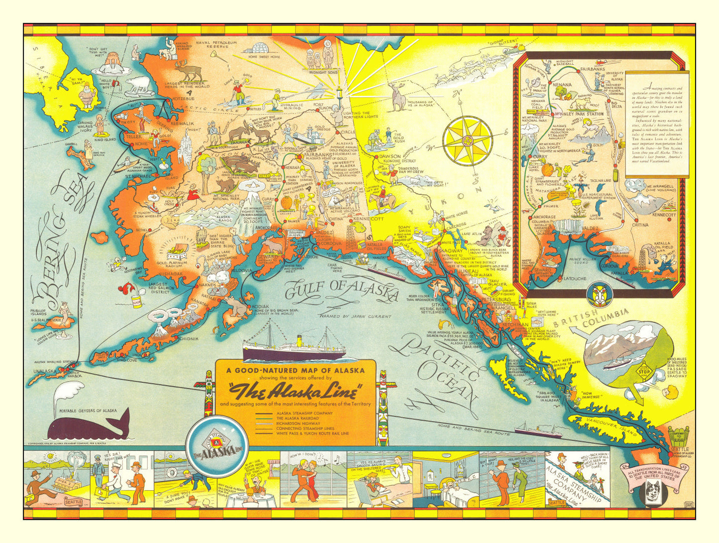 Vintage Map of Alaska, 1939