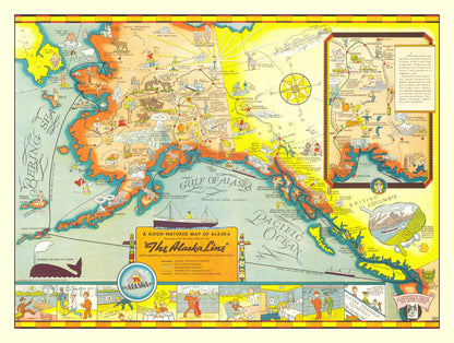 Vintage Map of Alaska, 1939