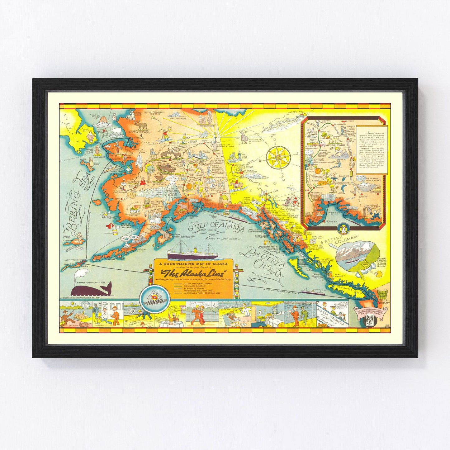 Vintage map of Alaska, 1939 - restored print