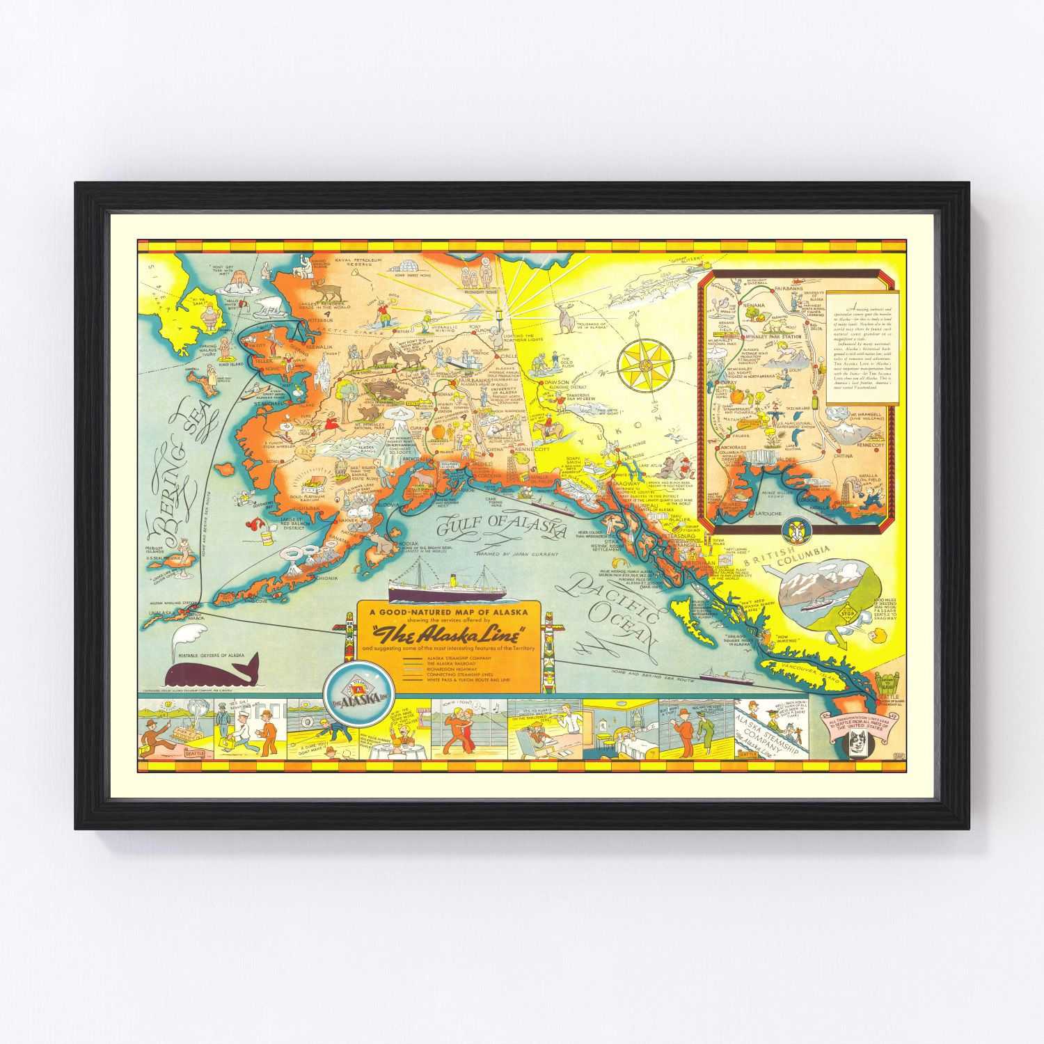 Vintage map of Alaska, 1939 - restored print