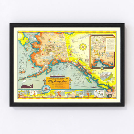 Vintage map of Alaska, 1939 - restored print