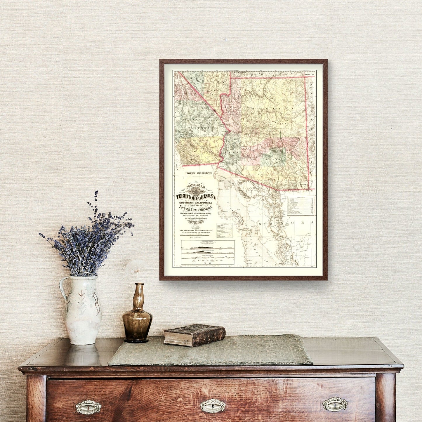 Vintage Map of Arizona, 1877