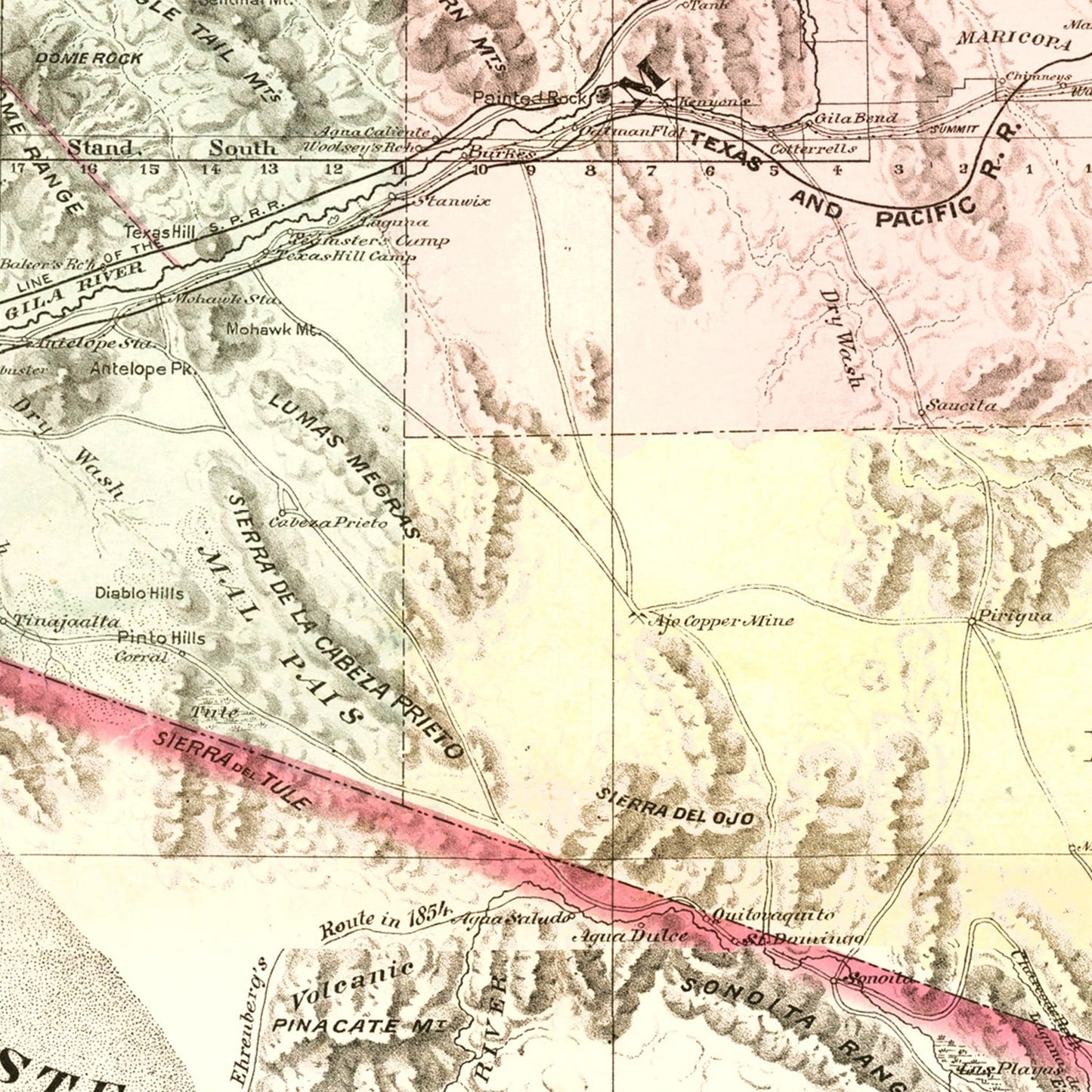 Vintage Map of Arizona, 1877