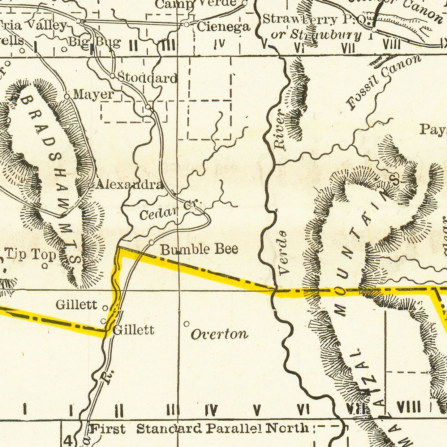 Vintage Arizona Railroad Map, 1886