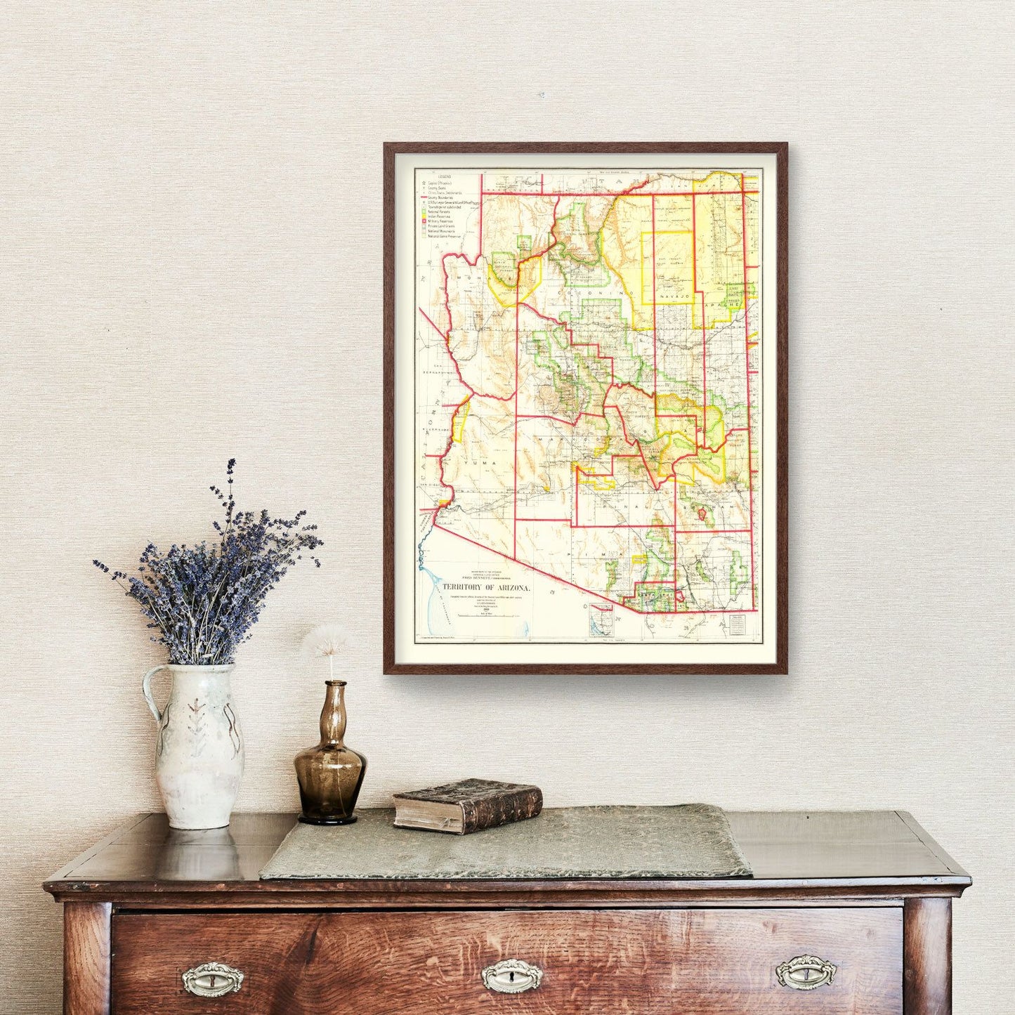 Vintage Map of Arizona, 1909 (General Land Office)