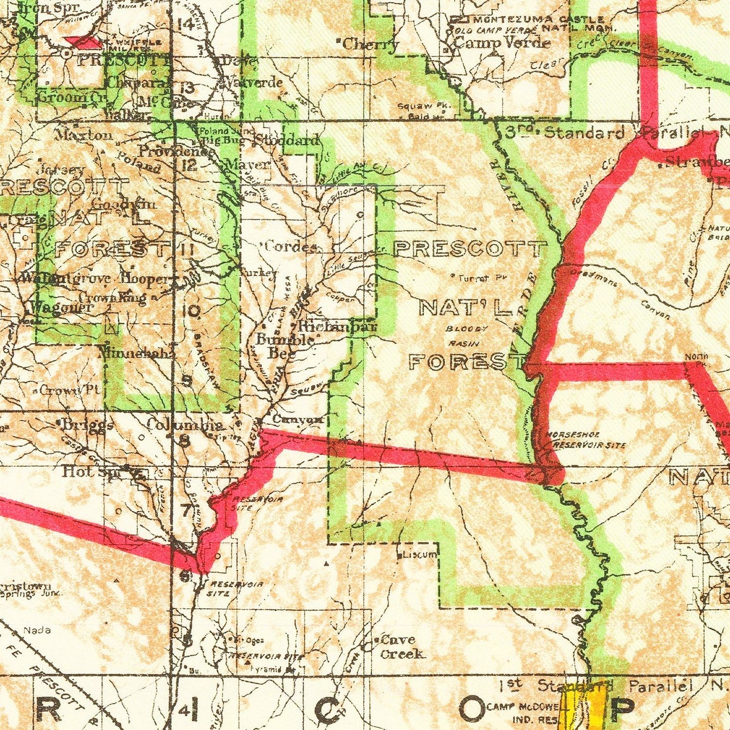 Vintage Map of Arizona, 1909 (General Land Office)