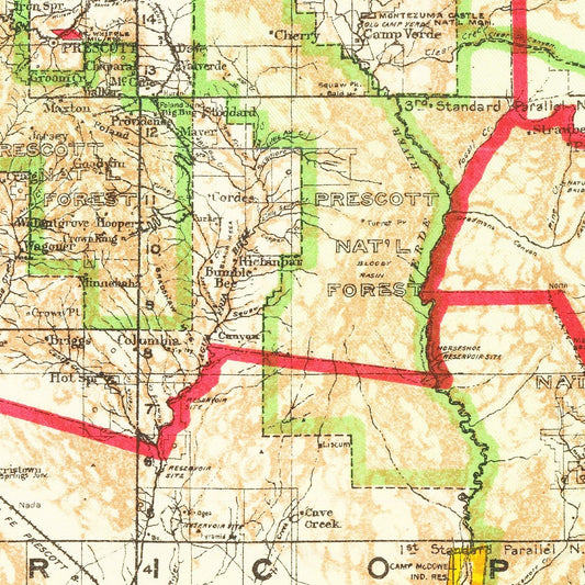 Vintage Map of Arizona, 1909 (General Land Office)
