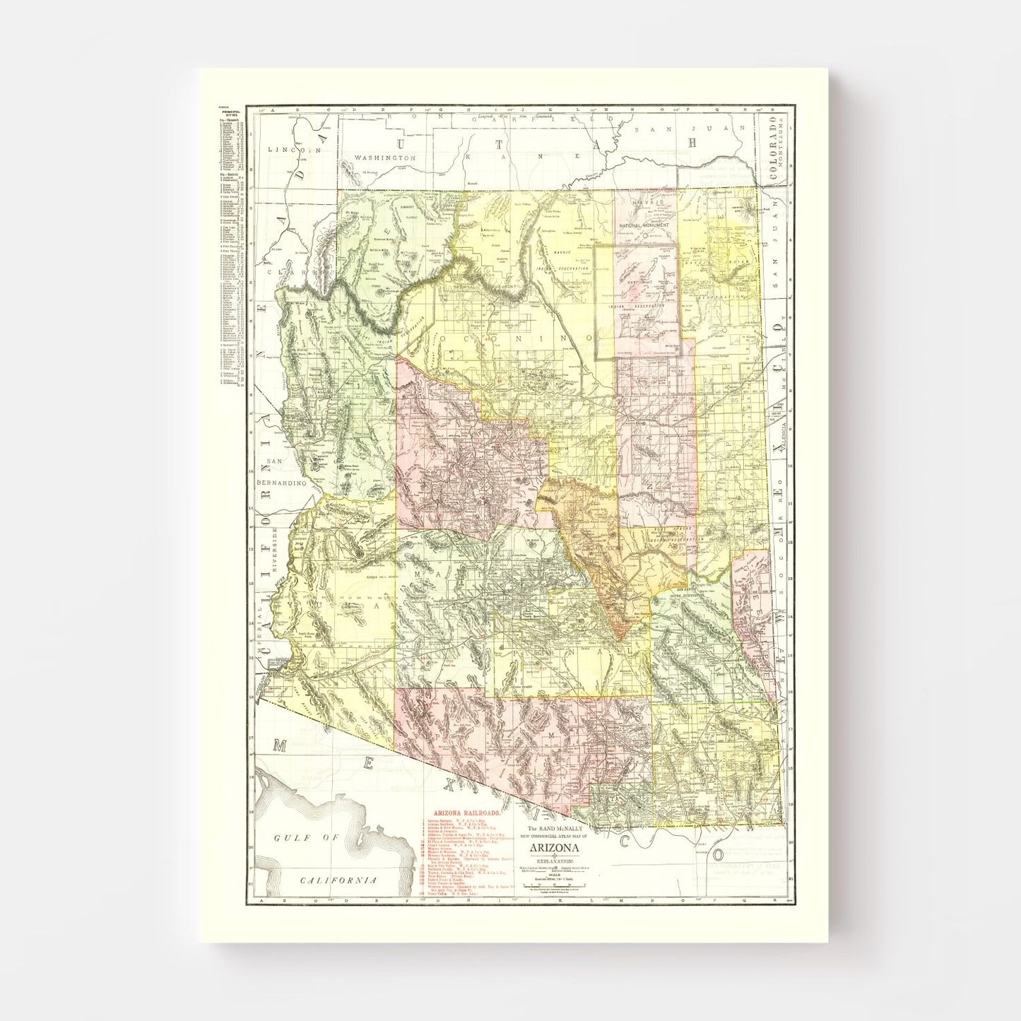 Vintage Map of Arizona, 1915