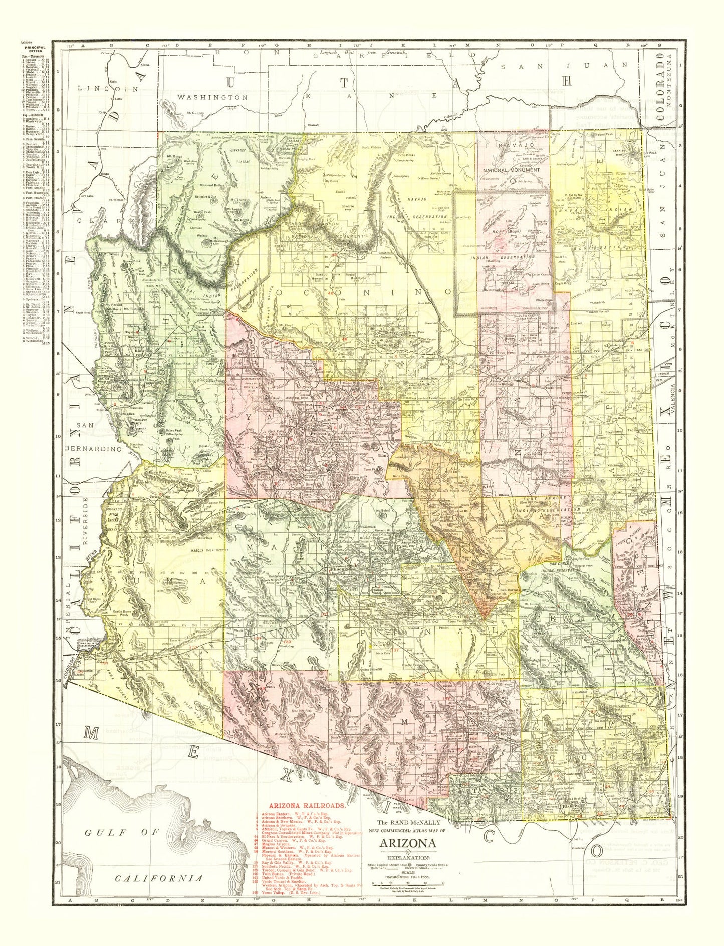 Vintage Map of Arizona, 1915