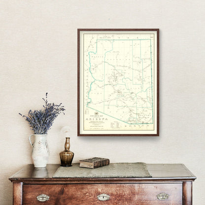 Vintage Arizona Post Route Map, 1925