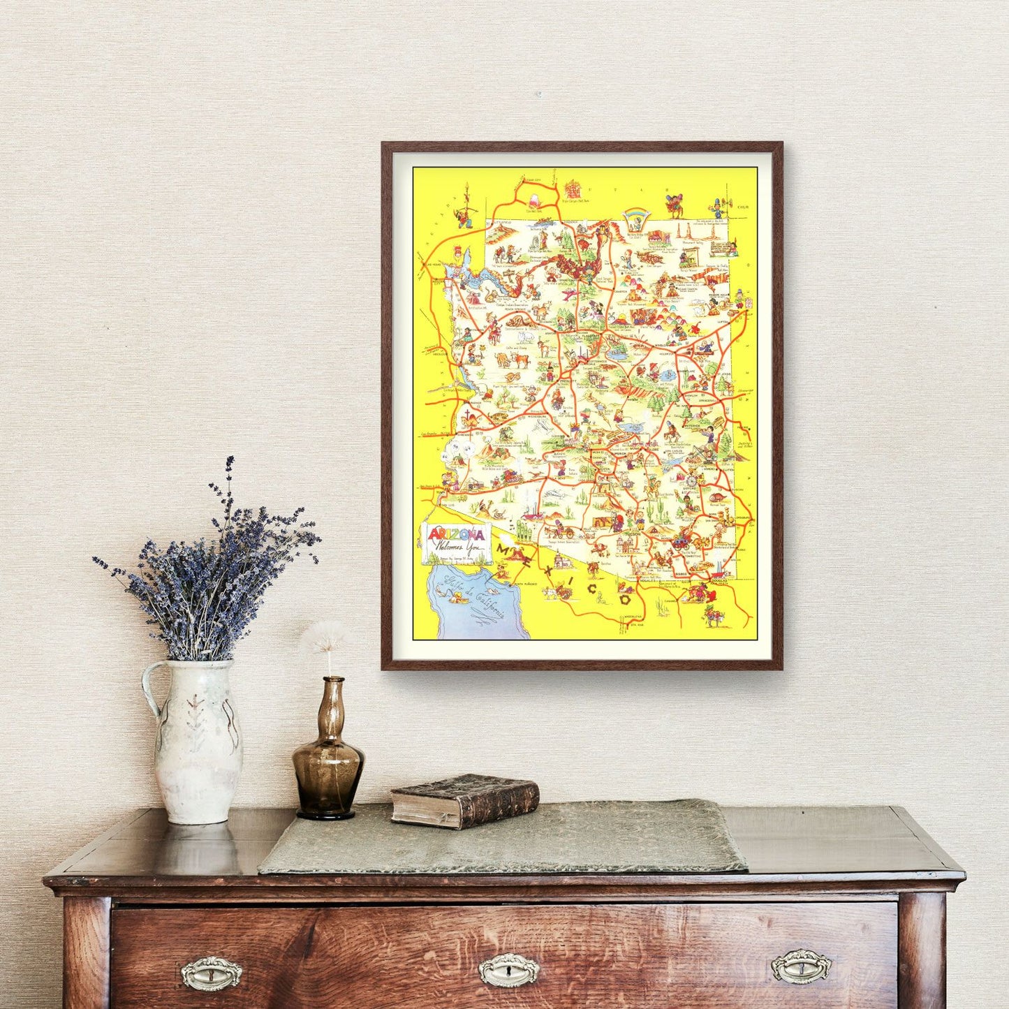 Vintage Pictorial Map of Arizona, 1942