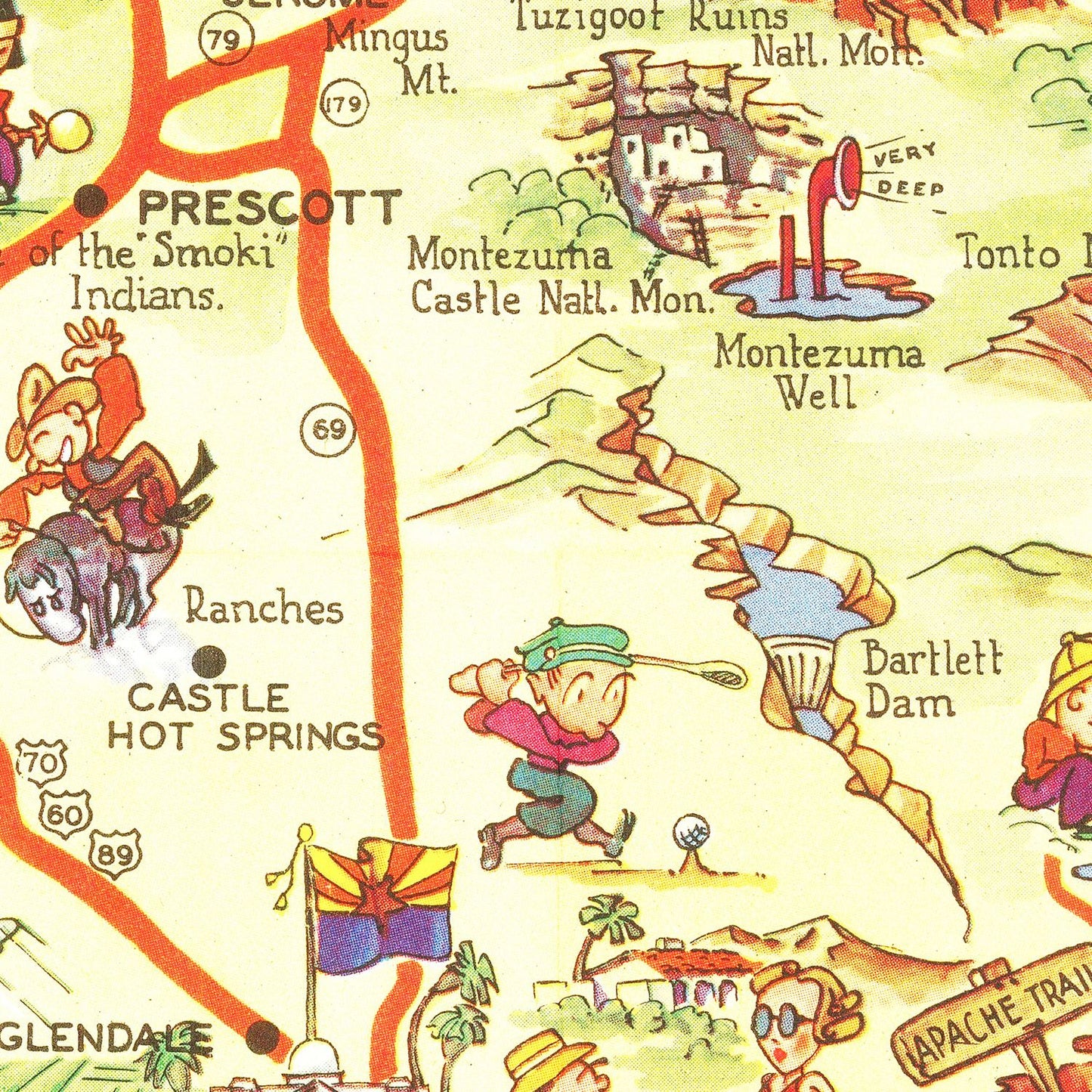 Vintage Pictorial Map of Arizona, 1942