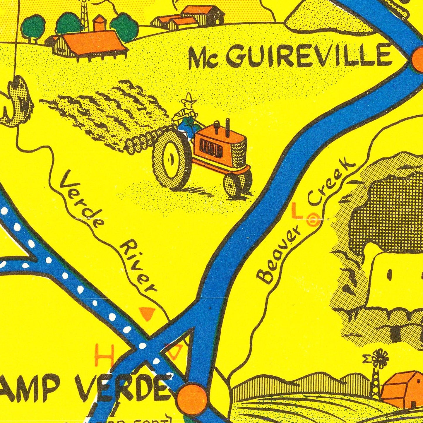 Vintage Verde Valley Arizona Map, 1950