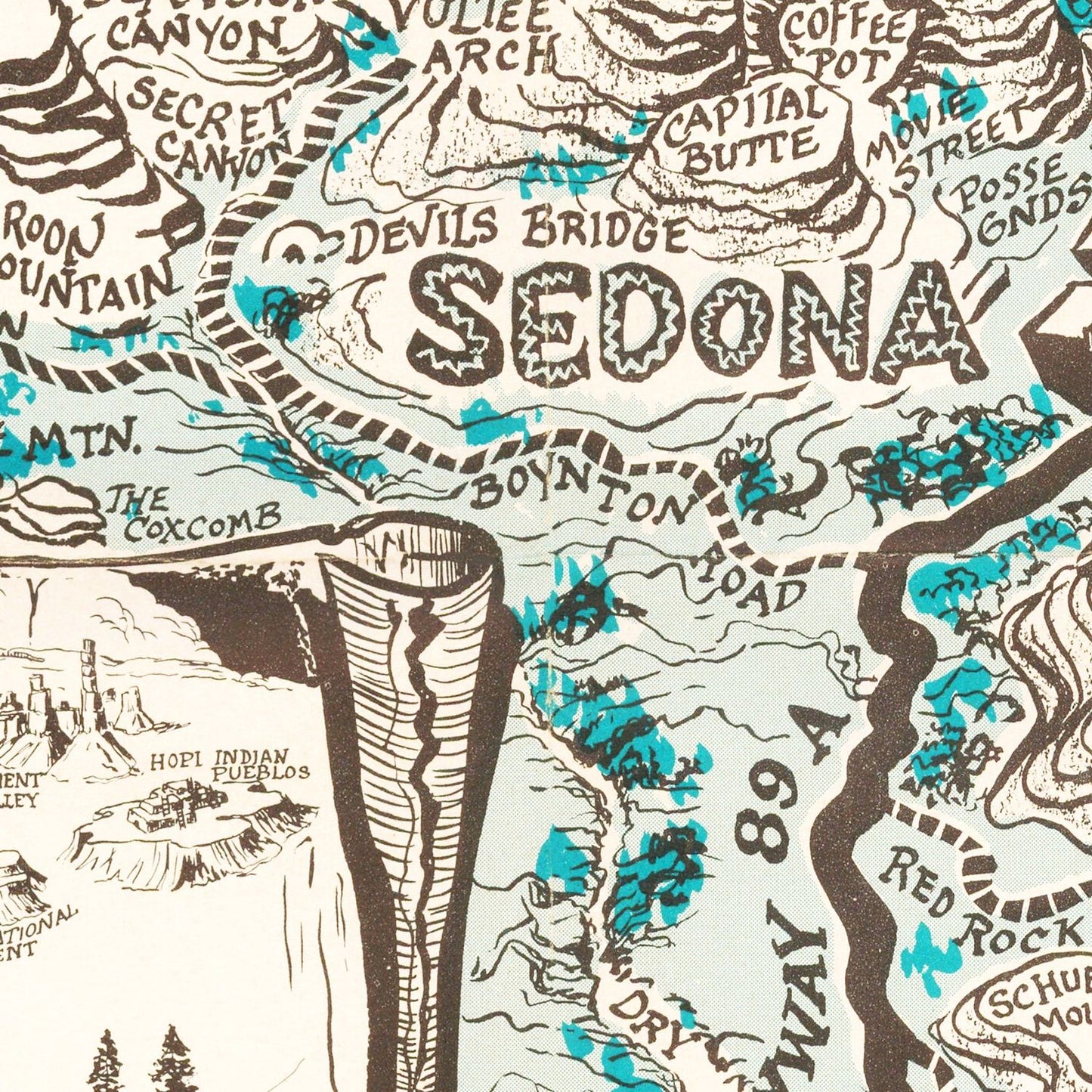 Vintage Sedona Arizona Map, 1958