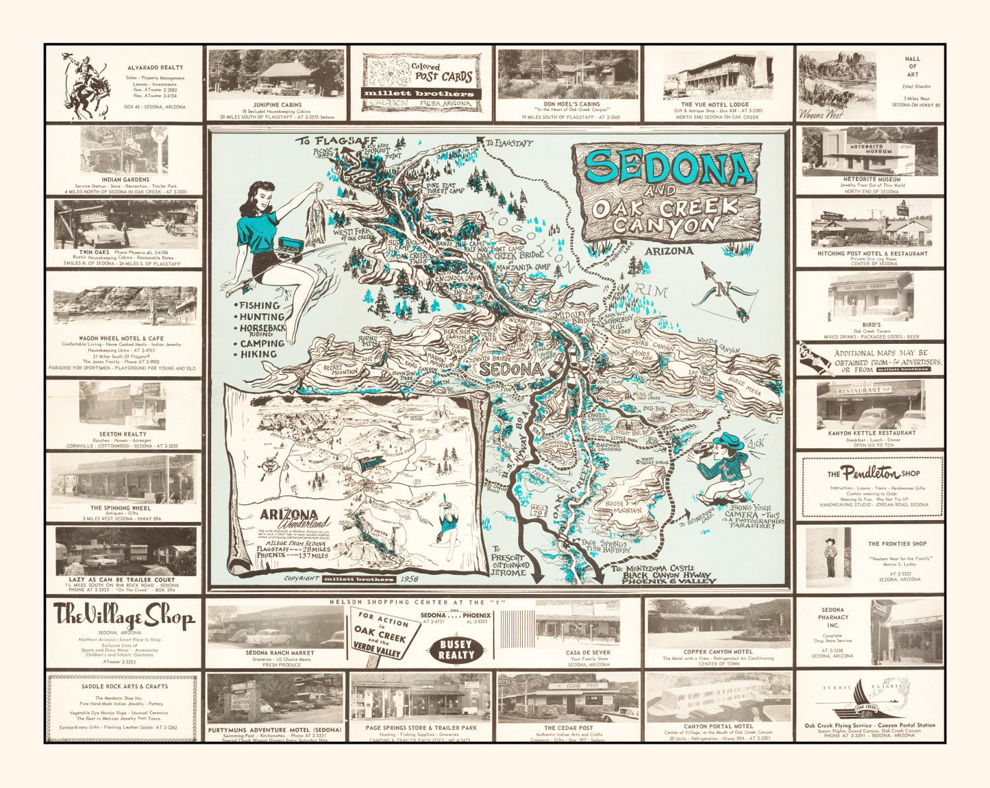 Vintage Sedona Arizona Map, 1958