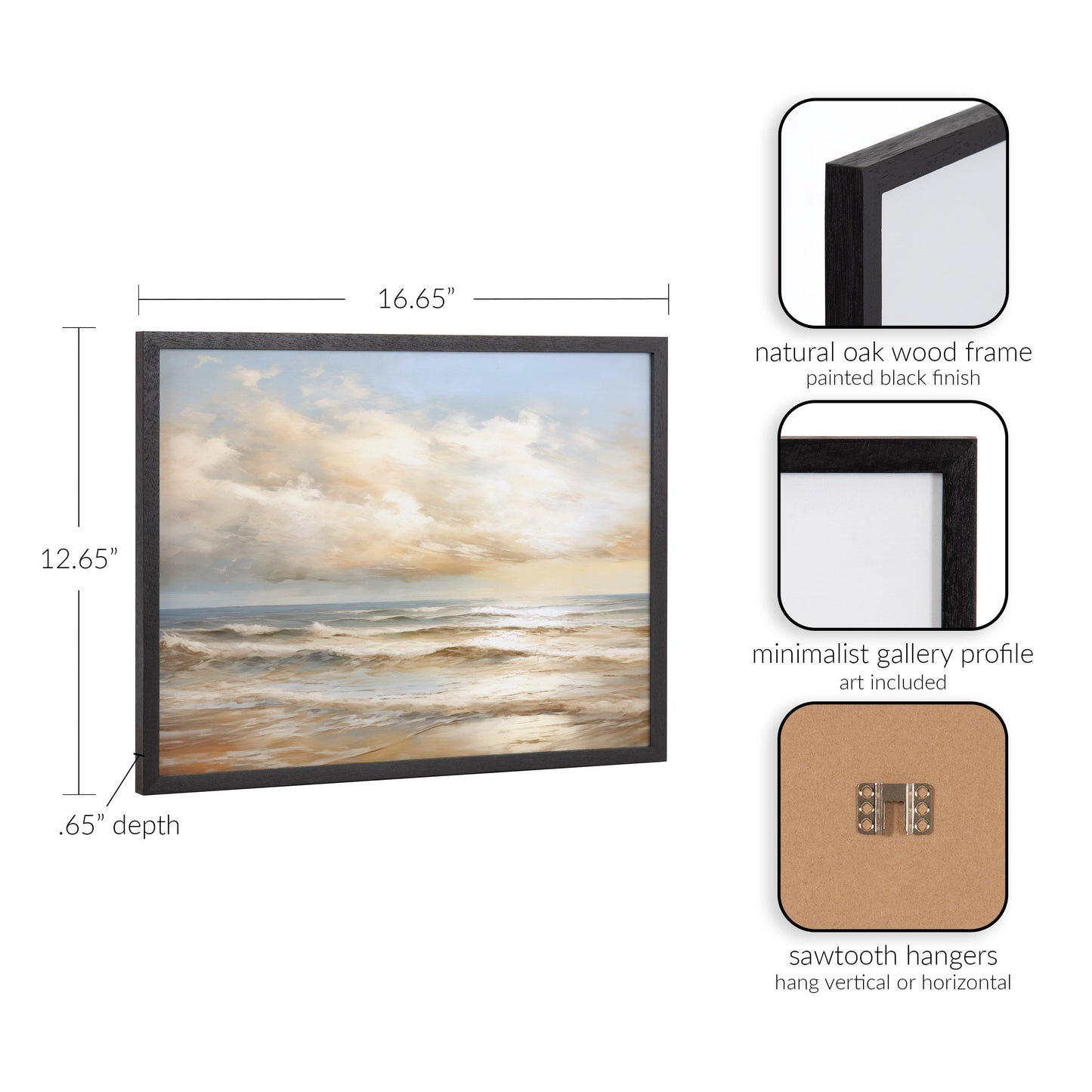 Beach Waves Sunset Coastal Framed Wall Art