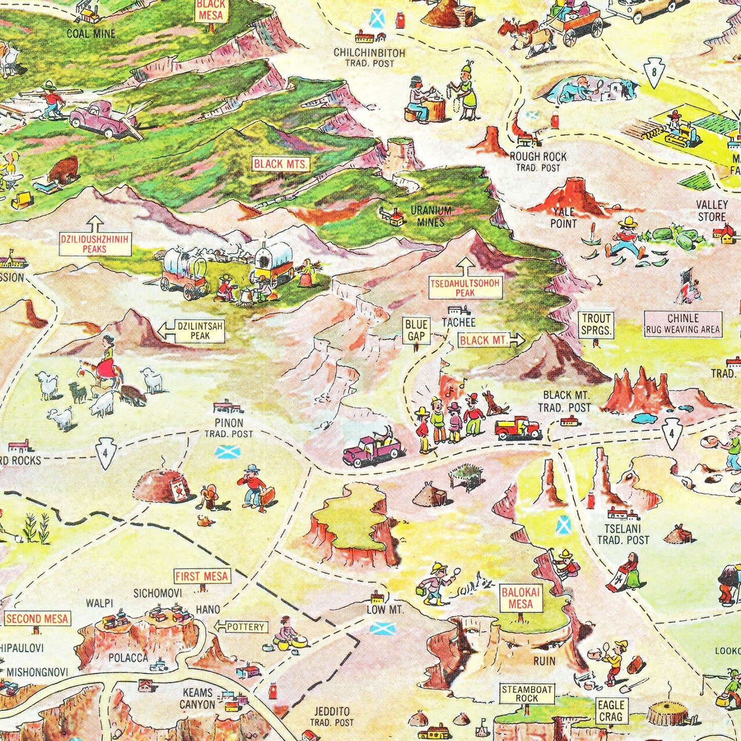 Vintage Map of Navajo Nation Lands, Arizona, 1960