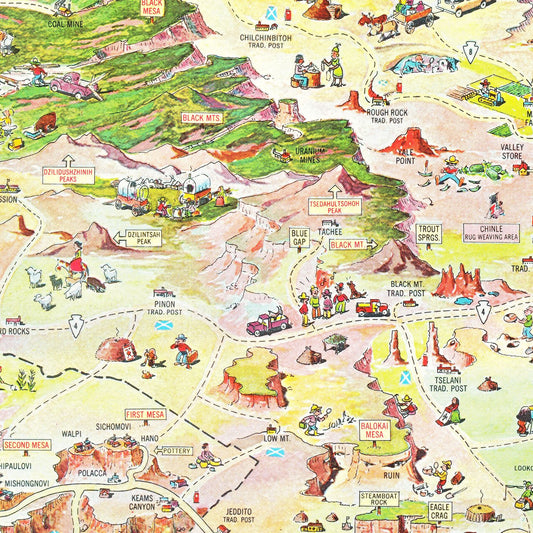 Vintage Map of Navajo Nation Lands, Arizona, 1960