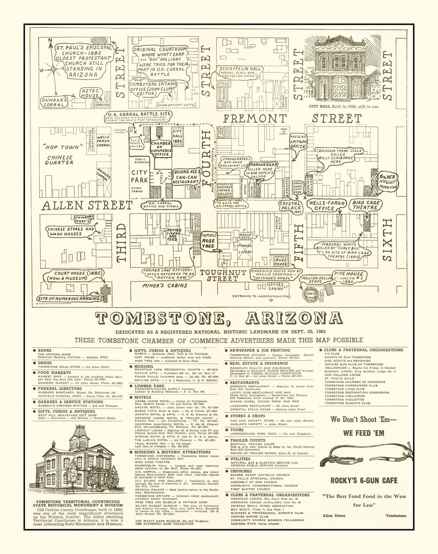Vintage Map of Tombstone, Arizona, 1962