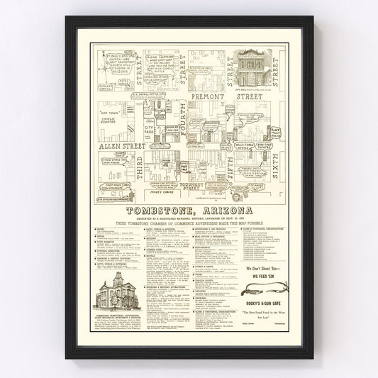 Vintage map of Tombstone, Arizona, 1962
