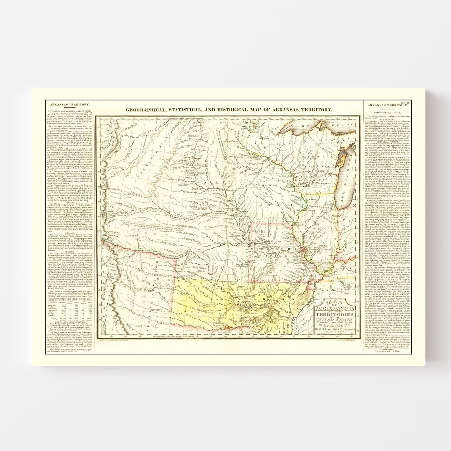 Vintage Map of Arkansas, 1822