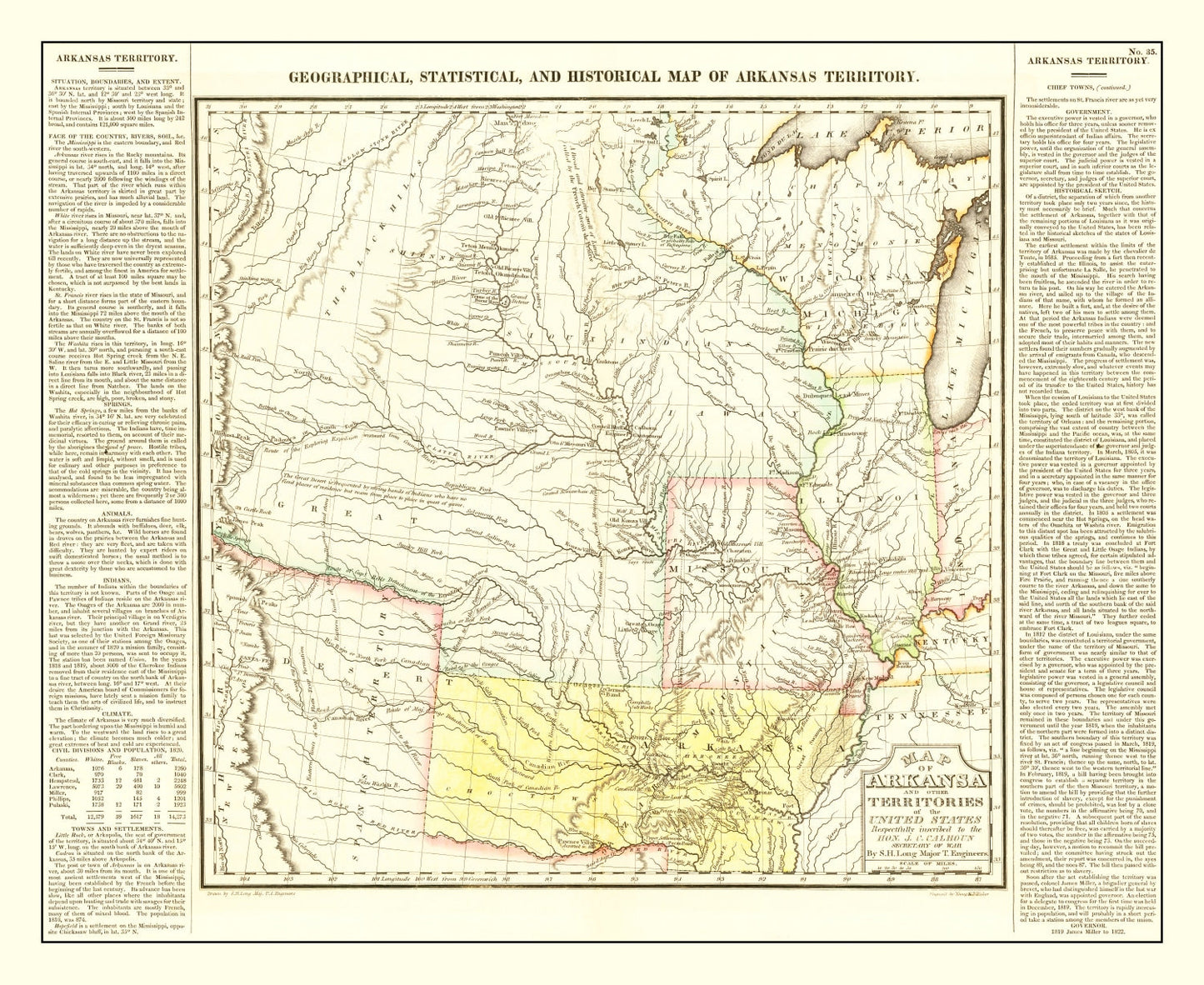 Vintage Map of Arkansas, 1822