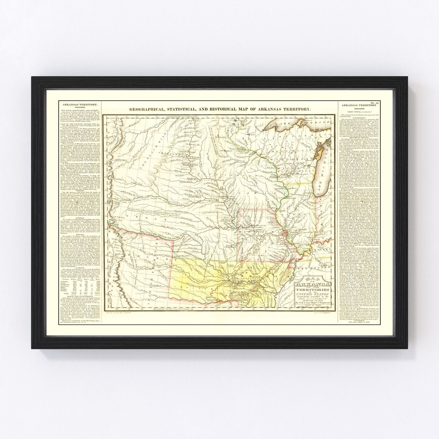vintage map of Arkansas Territory, 1822, pre-statehood