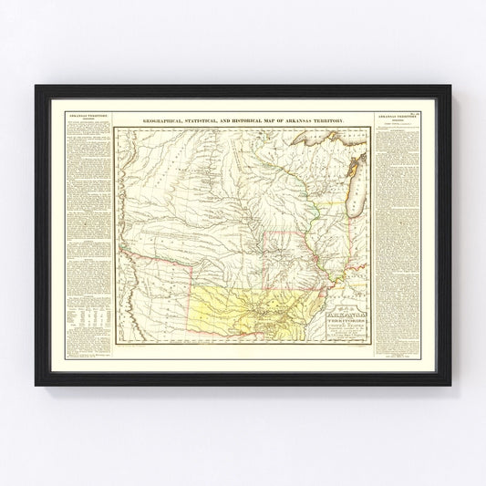 vintage map of Arkansas Territory, 1822, pre-statehood