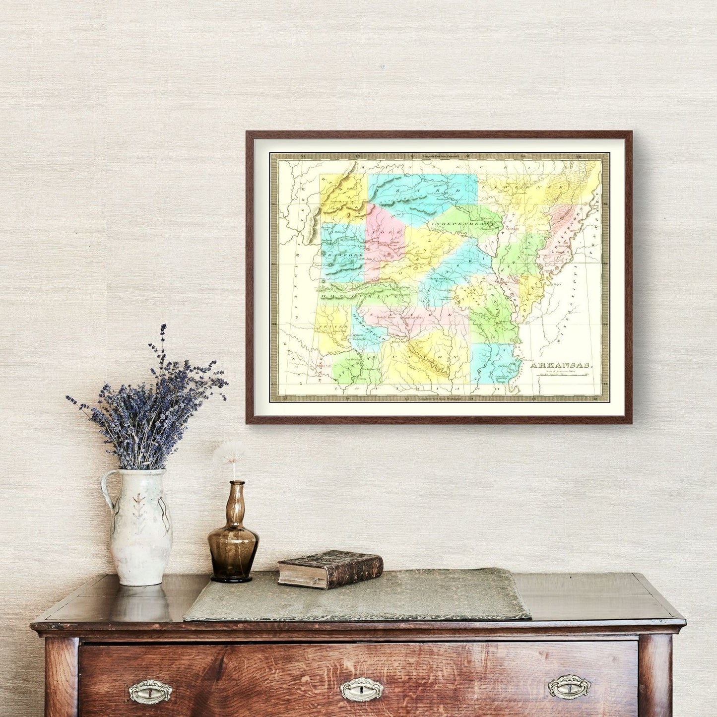 Vintage Map of Arkansas, 1836 (Tanner Edition)