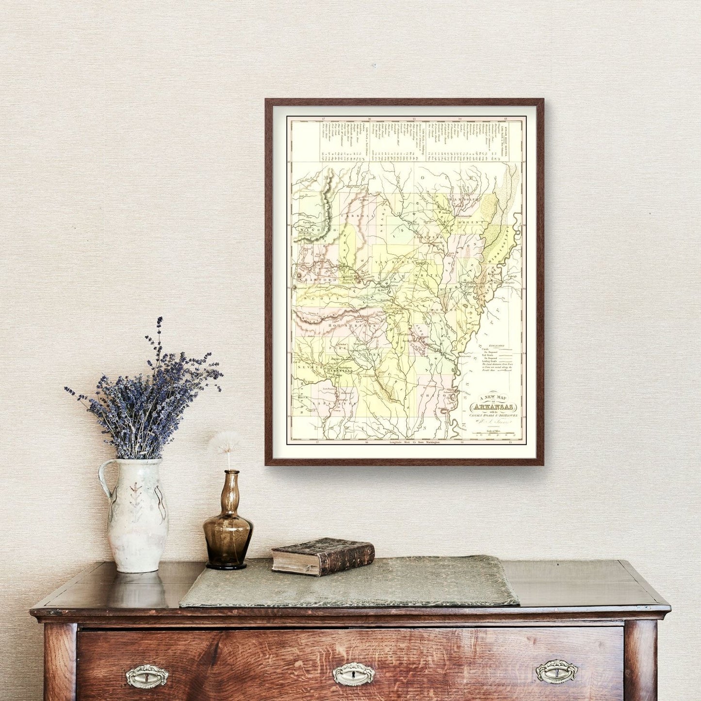 Vintage Map of Arkansas, 1836 (Mitchell Edition)
